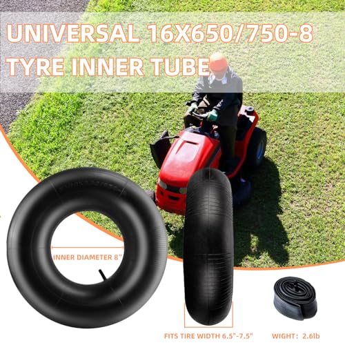 2 Pack 16x6.50-8 Inner Tube with Straight Valve Stem for Golf Cart, Tractor, Lawn Mower Y575