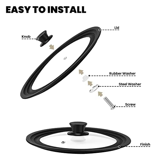 Universal Silicone Lid for Pots Pans Skillets 7 to 12 Inch Tempered Glass L200