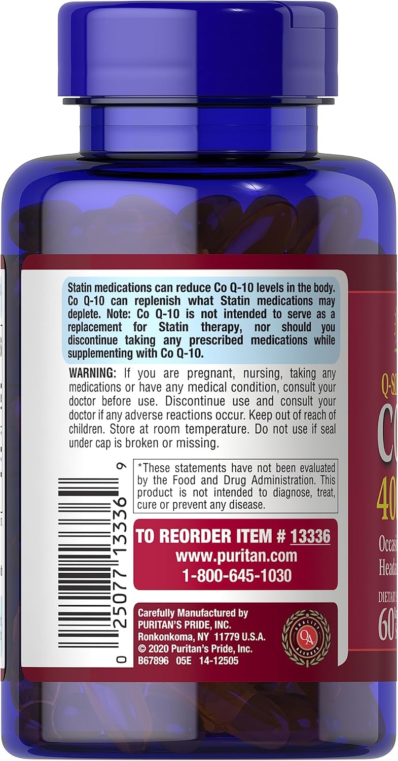 Puritan's Pride Q-sorb CoQ10 400 mg Rapid Release Softgels X446