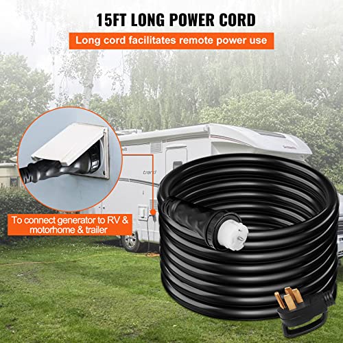 VEVOR 15 FT 50 Amp Generator Extension Cord NEMA 14-50P to SS2-50R H2089