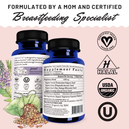 Legendairy Milk Lechita Organic Breastfeeding Supplement, 60 Vegan Capsules F4444