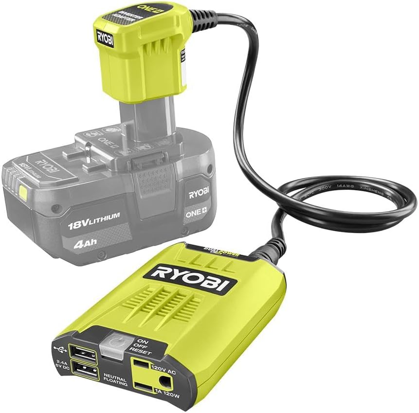 RYOBI 18V ONE+ 120 Watt Automotive Power Inverter RYI120AVNM O363