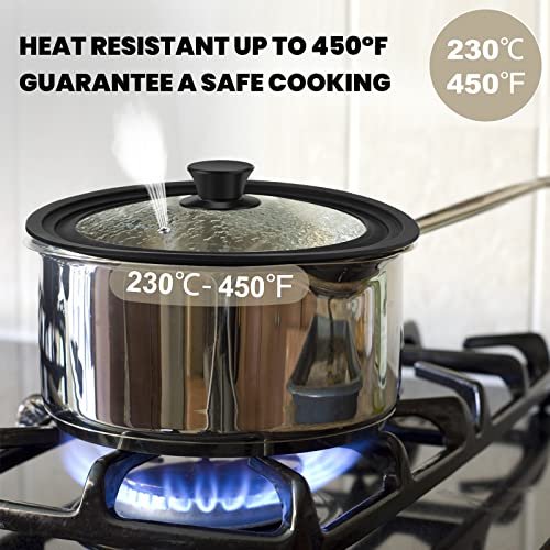 Universal Silicone Lid for Pots Pans Skillets 7 to 12 Inch Tempered Glass L200
