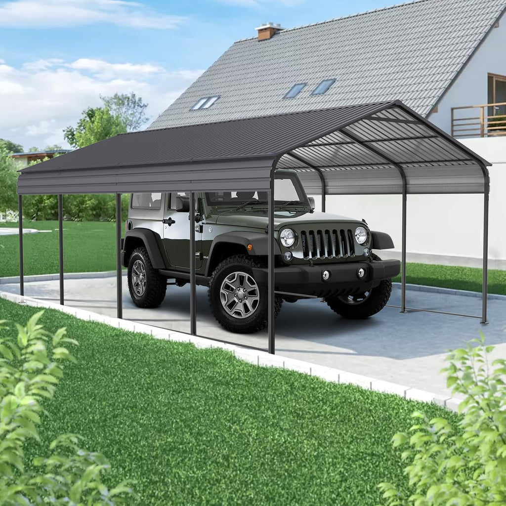 Heavy Duty Metal Carport Canopy 10 x 20 ft Gray P275