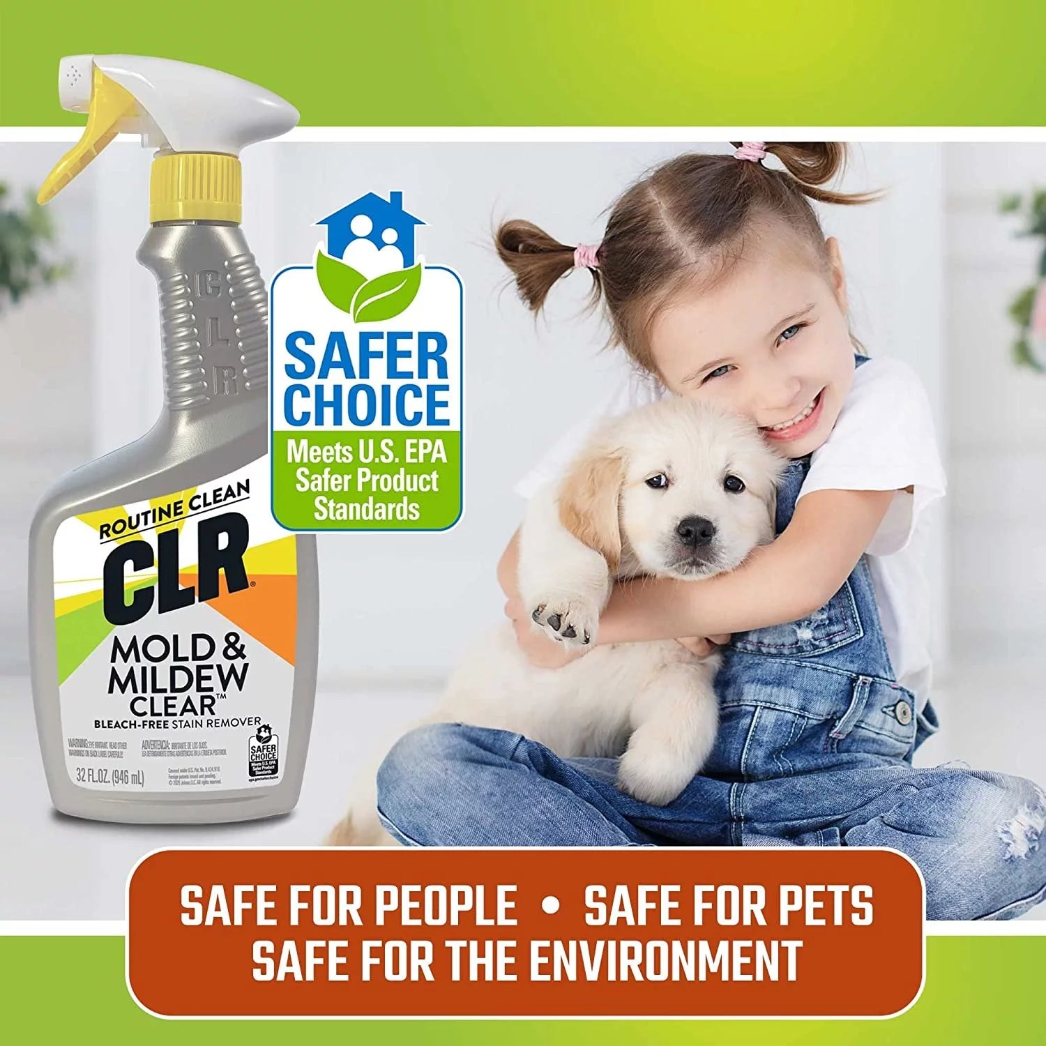 CLR Mold & Mildew Clear Bleach-Free Stain Remover Spray, 32oz, Pack of 4 A86060