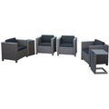 Noble House Puerta 6 Piece Outdoor Wicker Chair and Blended Wood Table Set
