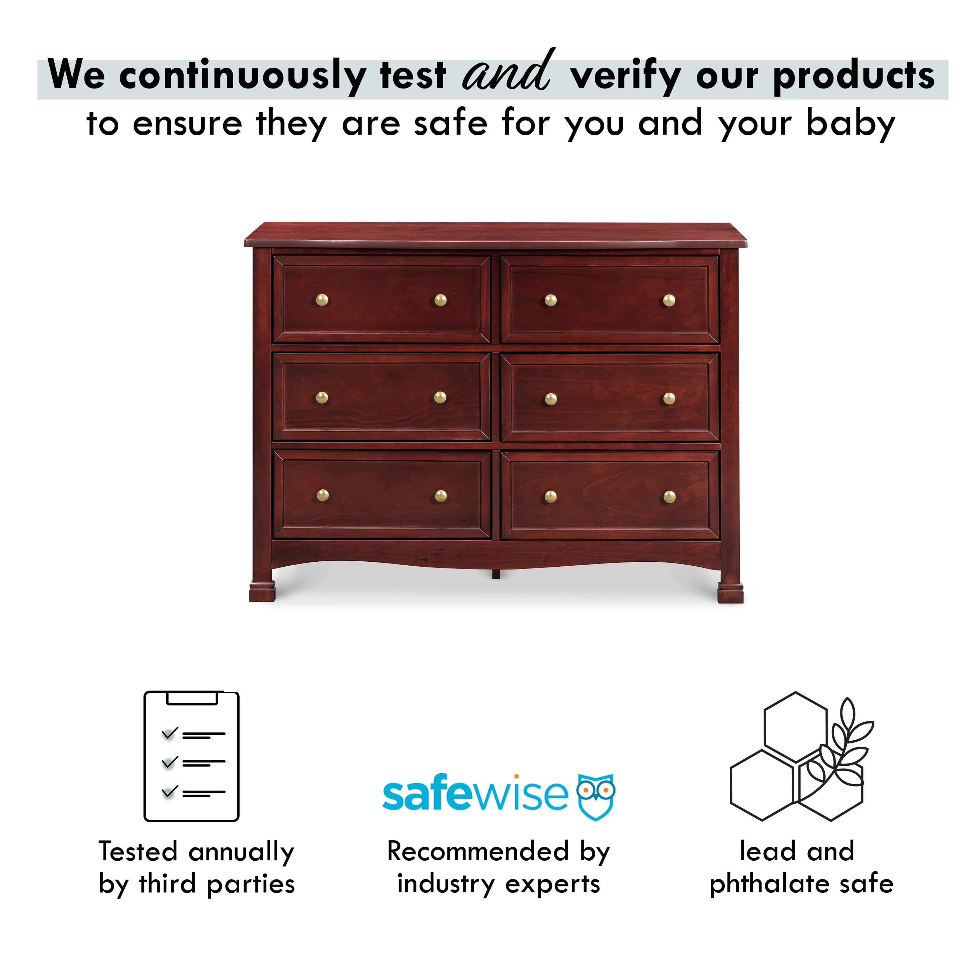 DaVinci Kalani 6-Drawer Double Wide Dresser, Rich Cherry U917771