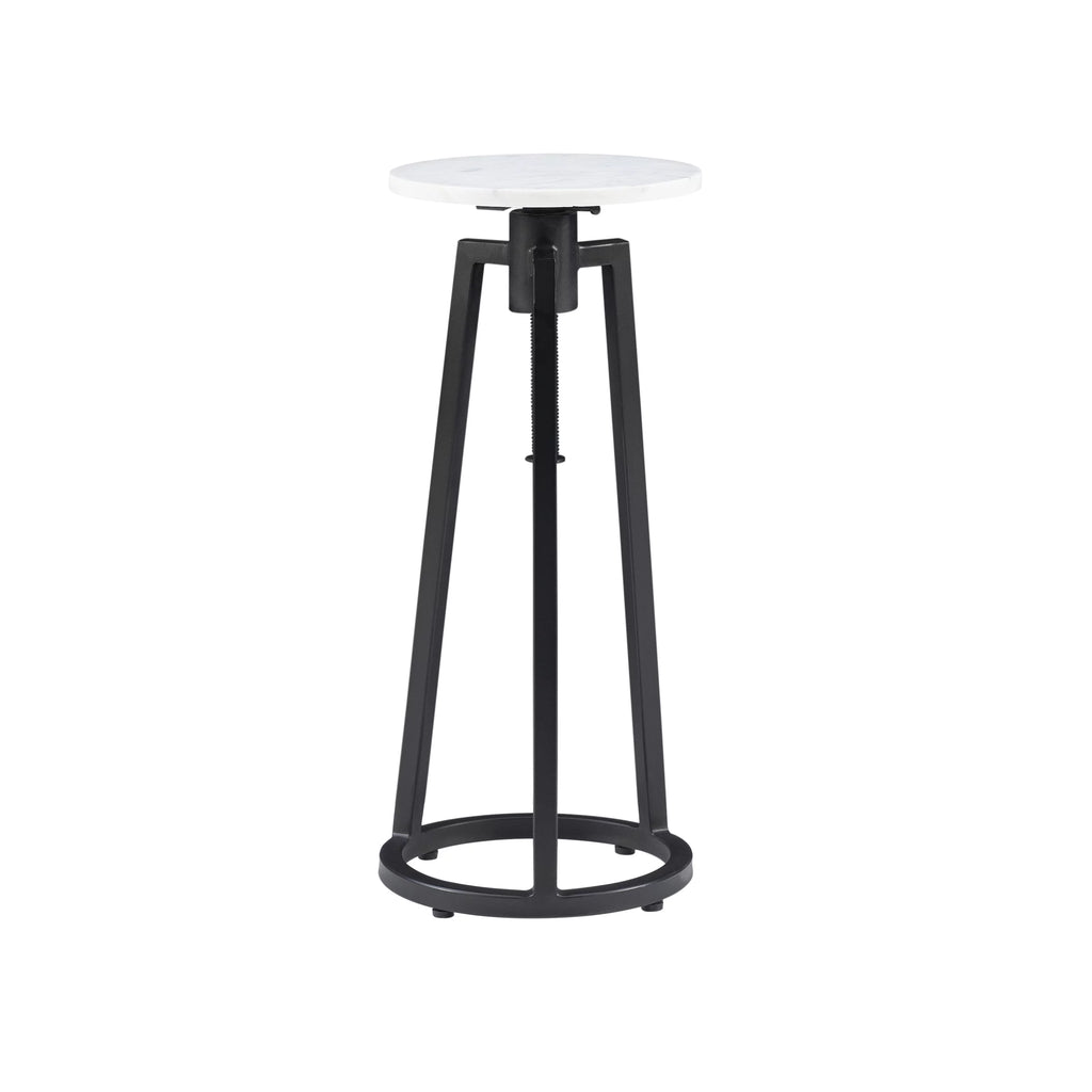 Powell Bowers Round Adjustable Height Drink Table, Black/White Marble R4114