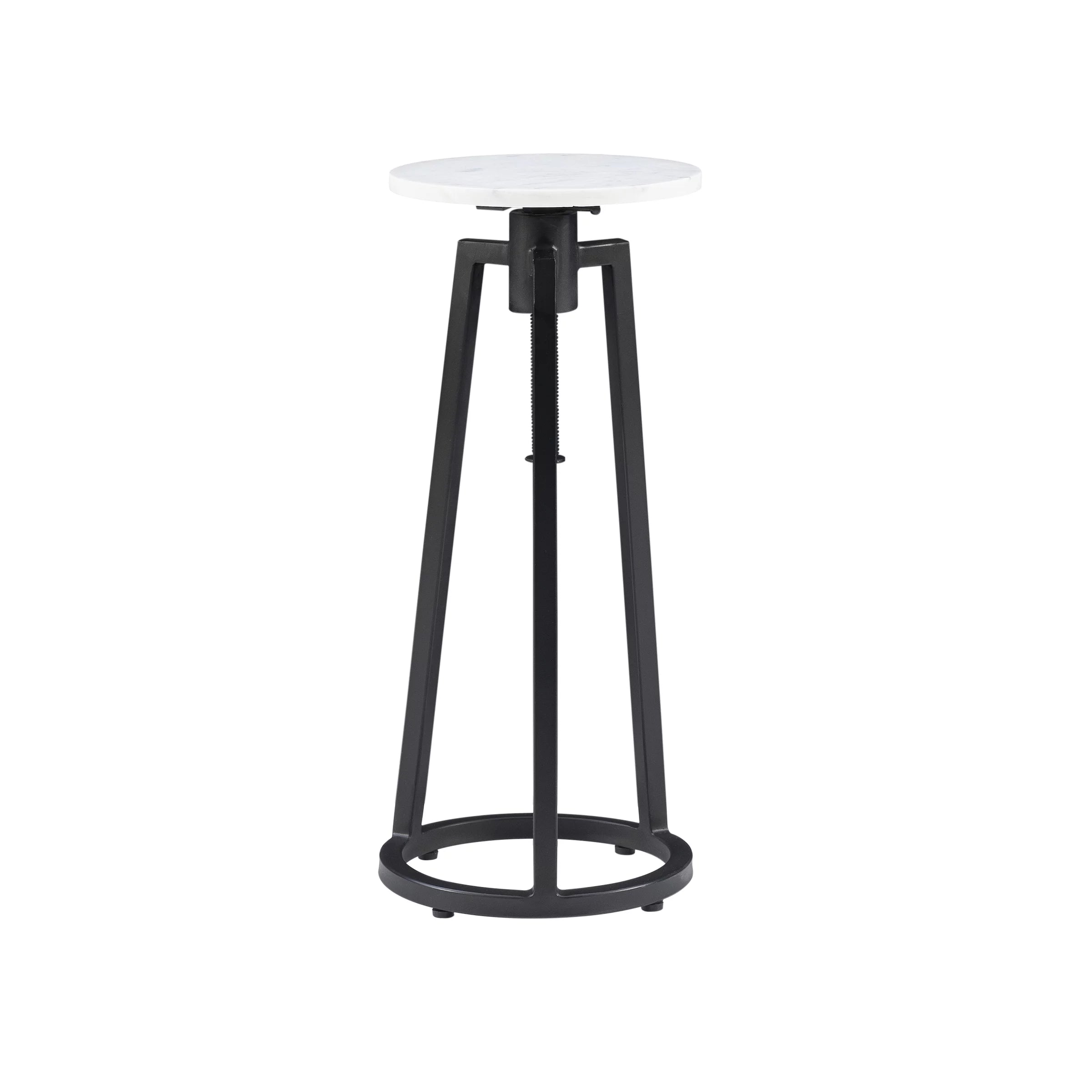 Powell Bowers Round Adjustable Height Drink Table, Black/White Marble R4114