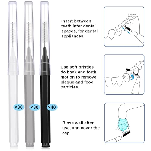 Patelai 50 Pieces Interdental Brush Toothpick Dental Flosser (Black) B568