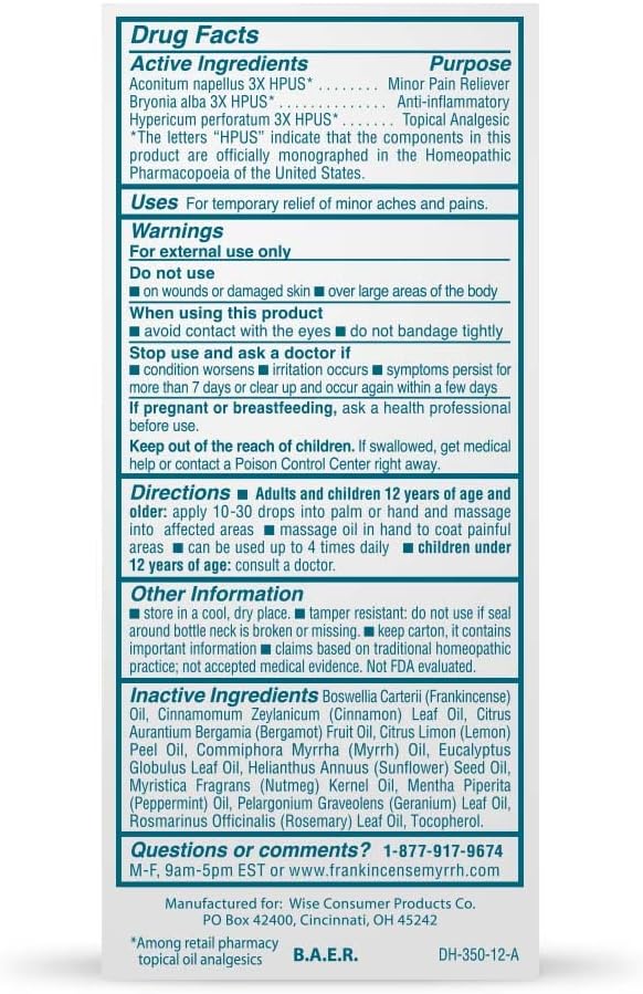 Frankincense & Myrrh Nerve and Foot Pain Relief Rubbing Oil, 2 Fl. Oz. U40934