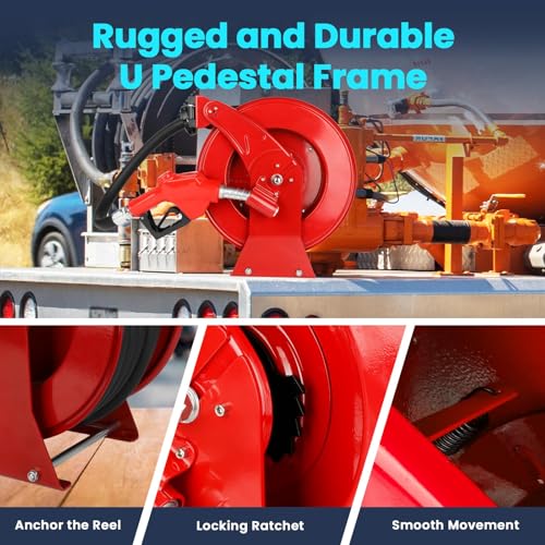 Fuel Hose Reel 1" x 33' Retractable Diesel Auto Rewind Steel Construction Y85758