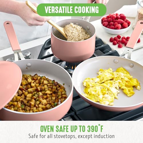 GreenLife Dream 10-Piece Ceramic Nonstick Cookware Set, PFAS Free, Dishwasher Safe G510