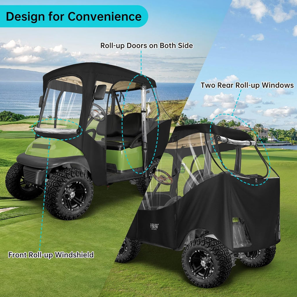 10L0L 2 Passenger Golf Cart Enclosure for Club Car DS & Precedent, Black N2418