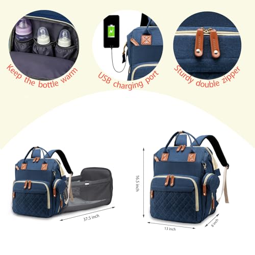 Waterproof 3-in-1 Diaper Bag Backpack with Changing Pad, Grey H8464