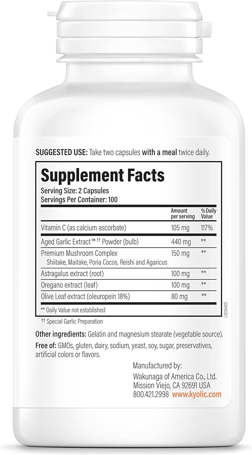 Kyolic Aged Garlic Extract Formula 103 Immune Support, 200 Capsules I1039