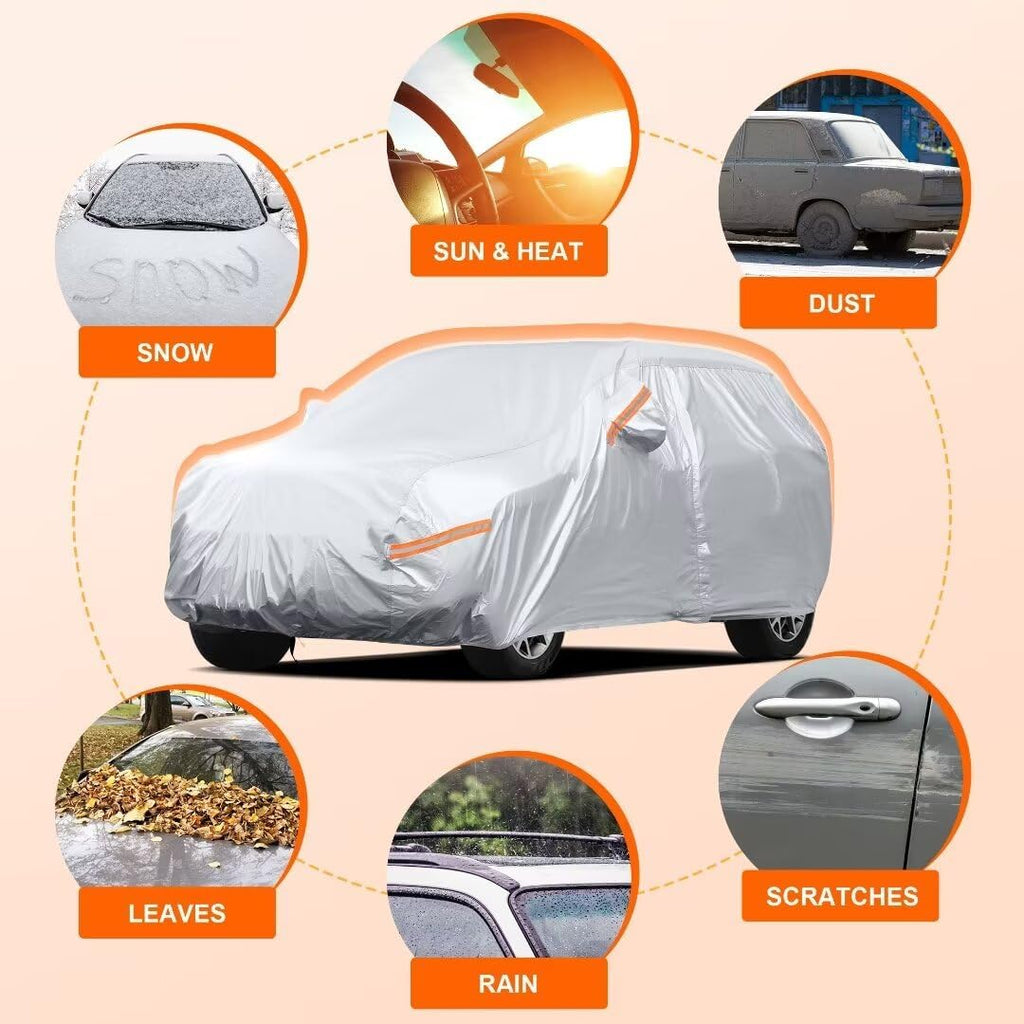 GIANT PANDA Car Cover for Jeep Wrangler JL JK Unlimited 4XE 4 Door, Waterproof Silver A406