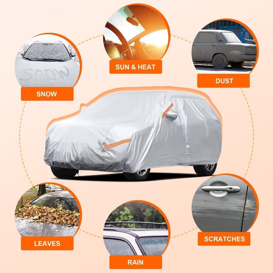 GIANT PANDA Car Cover for Jeep Wrangler JL JK Unlimited 4XE 4 Door, Waterproof Silver A406