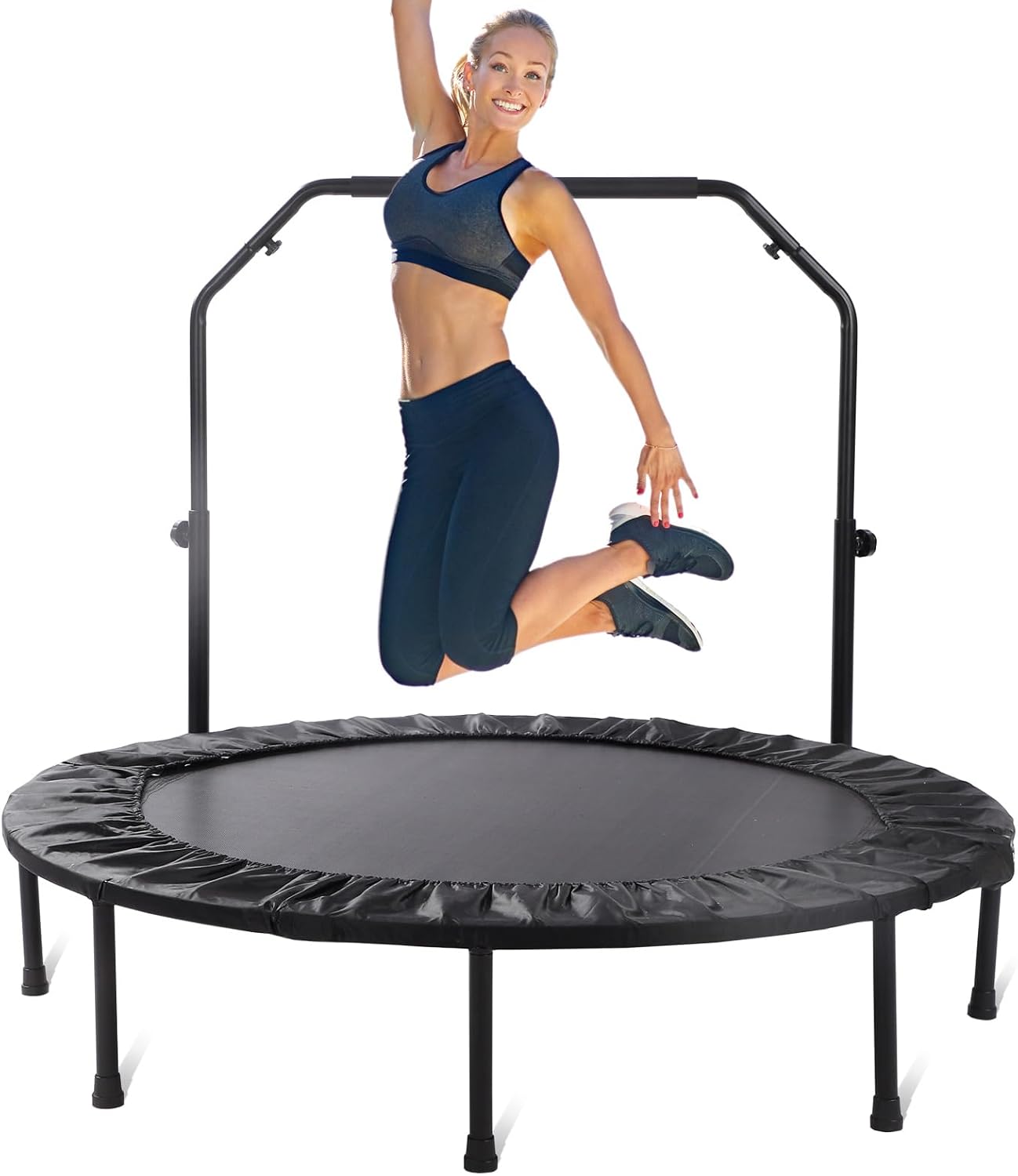 Rebounder Trampoline for Adults - 40/50" Foldable Mini Exercise Trampoline, Small & Portable Workout Trampoline for Fitness