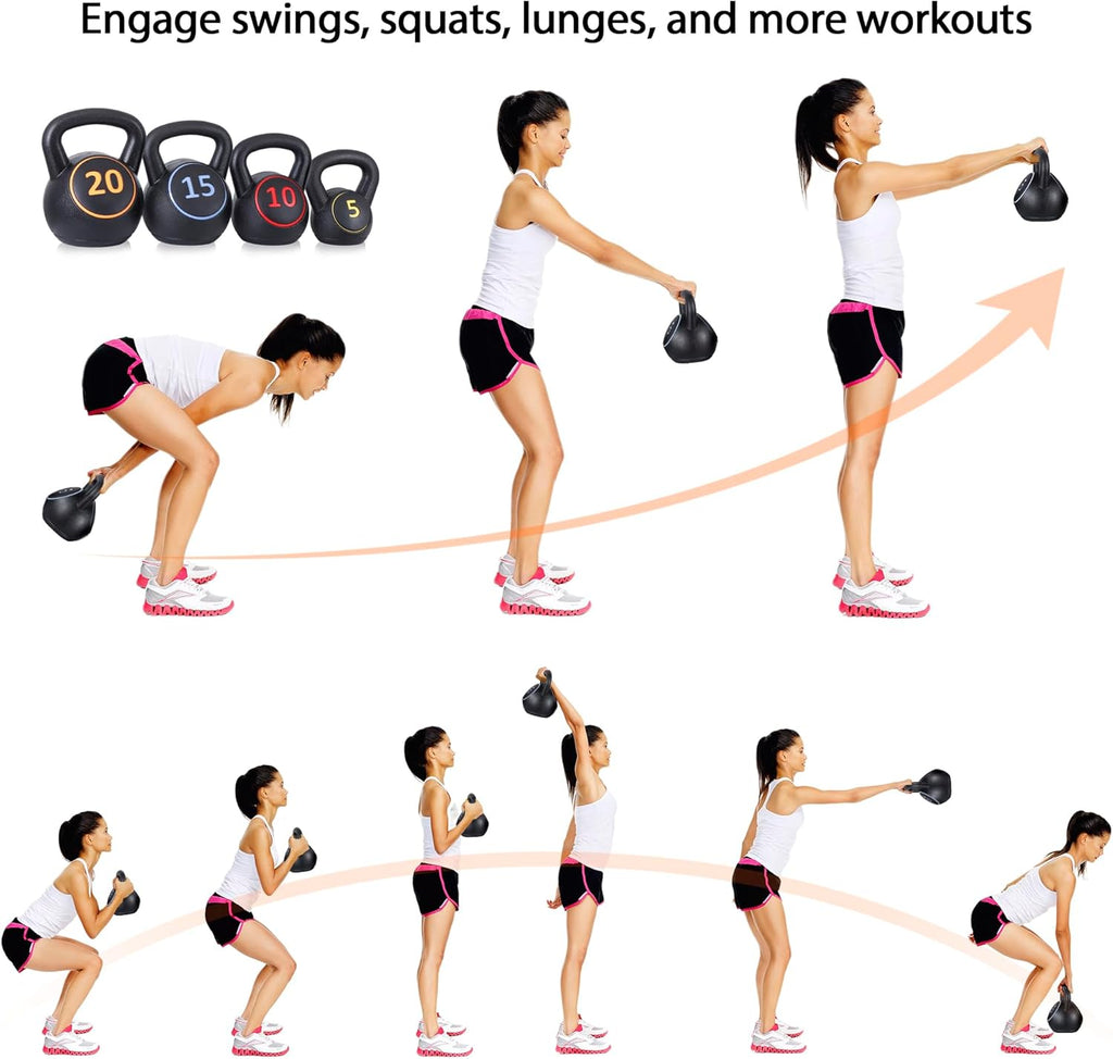 F2C Kettlebell Sets 4 Piece Strength Training Weight Set 5-20lb I146