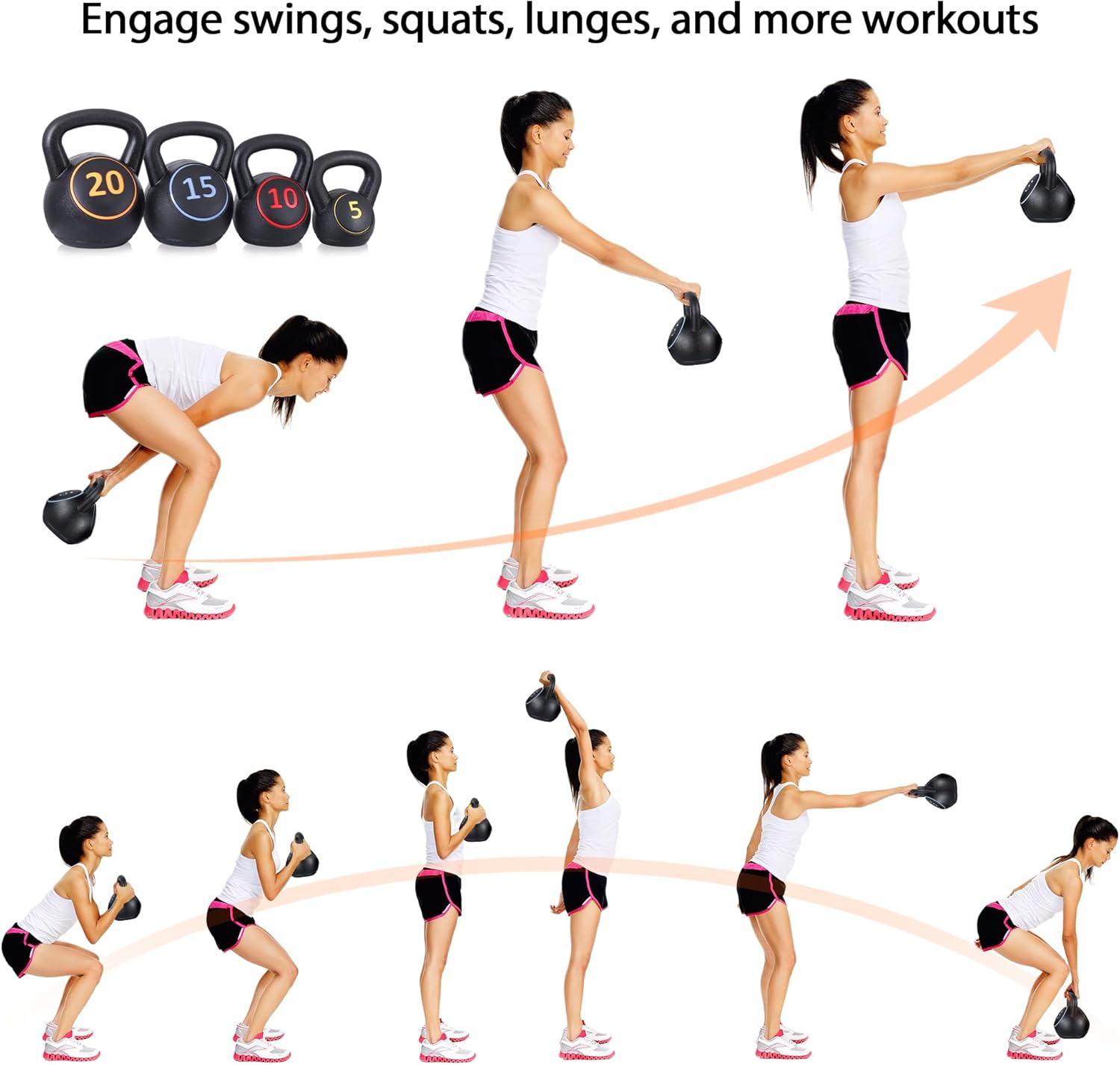 F2C Kettlebell Sets 4 Piece Strength Training Weight Set 5-20lb I146