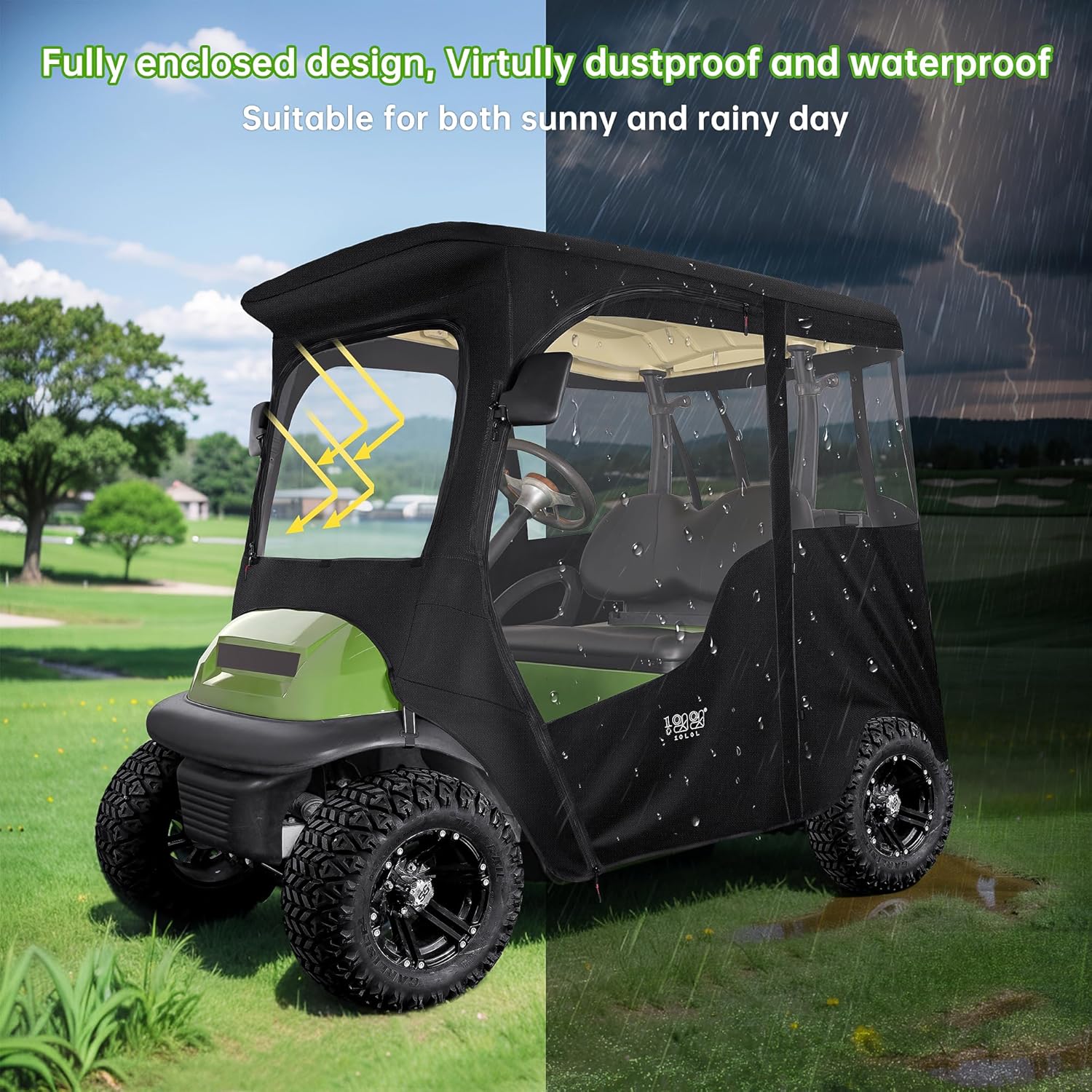 10L0L Deluxe 2 Passenger Enclosure for Club Car Precedent, Onward & Tempo Golf Cart V9671