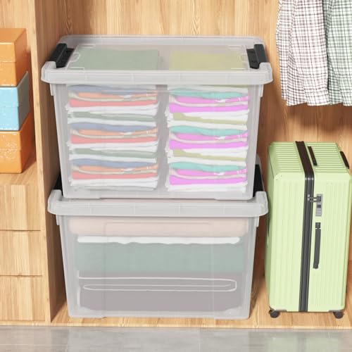 4-Pack 50L Wheeled Clear Plastic Storage Box with Lid C868950