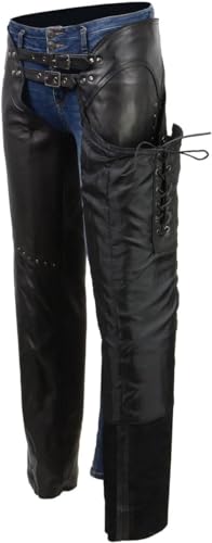 Milwaukee Leather Chaps ML1186 Women Black Low-Rise Motorcycle T3595