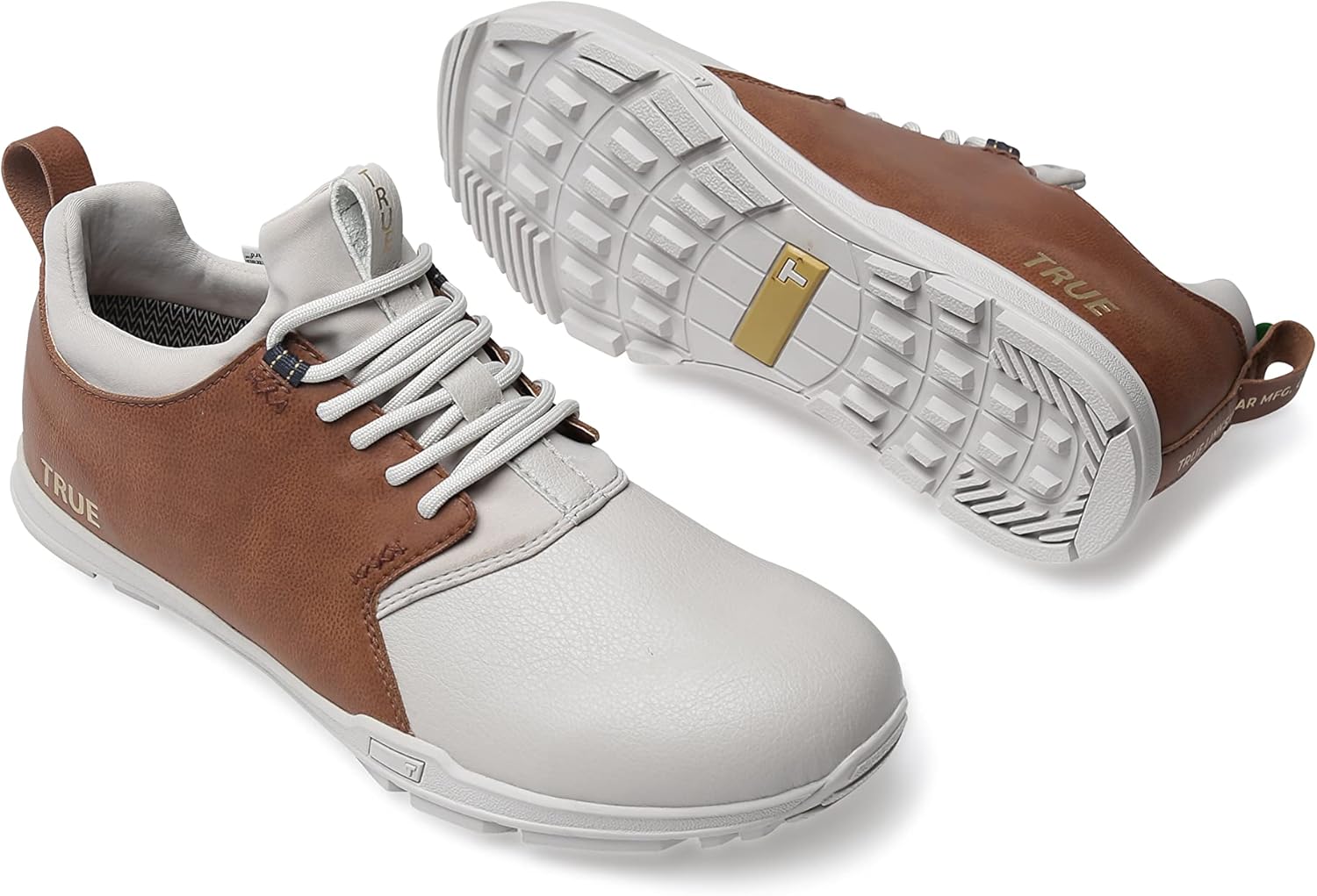 TRUE linkswear Original 1.2 Men's Golf Shoes, Soft White/Brown, Size 9 D816