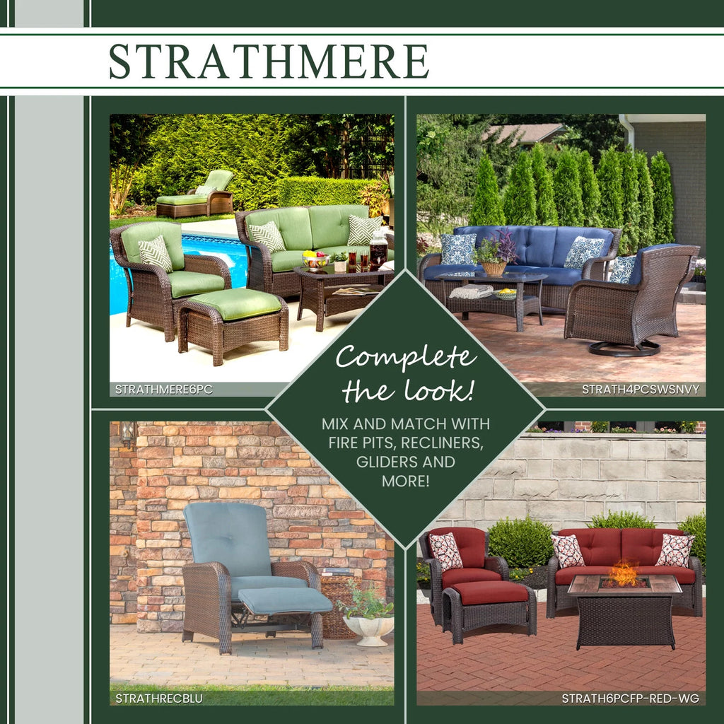 Hanover Strathmere 6-Piece Wicker Outdoor Conversation Set, Crimson Red P6254