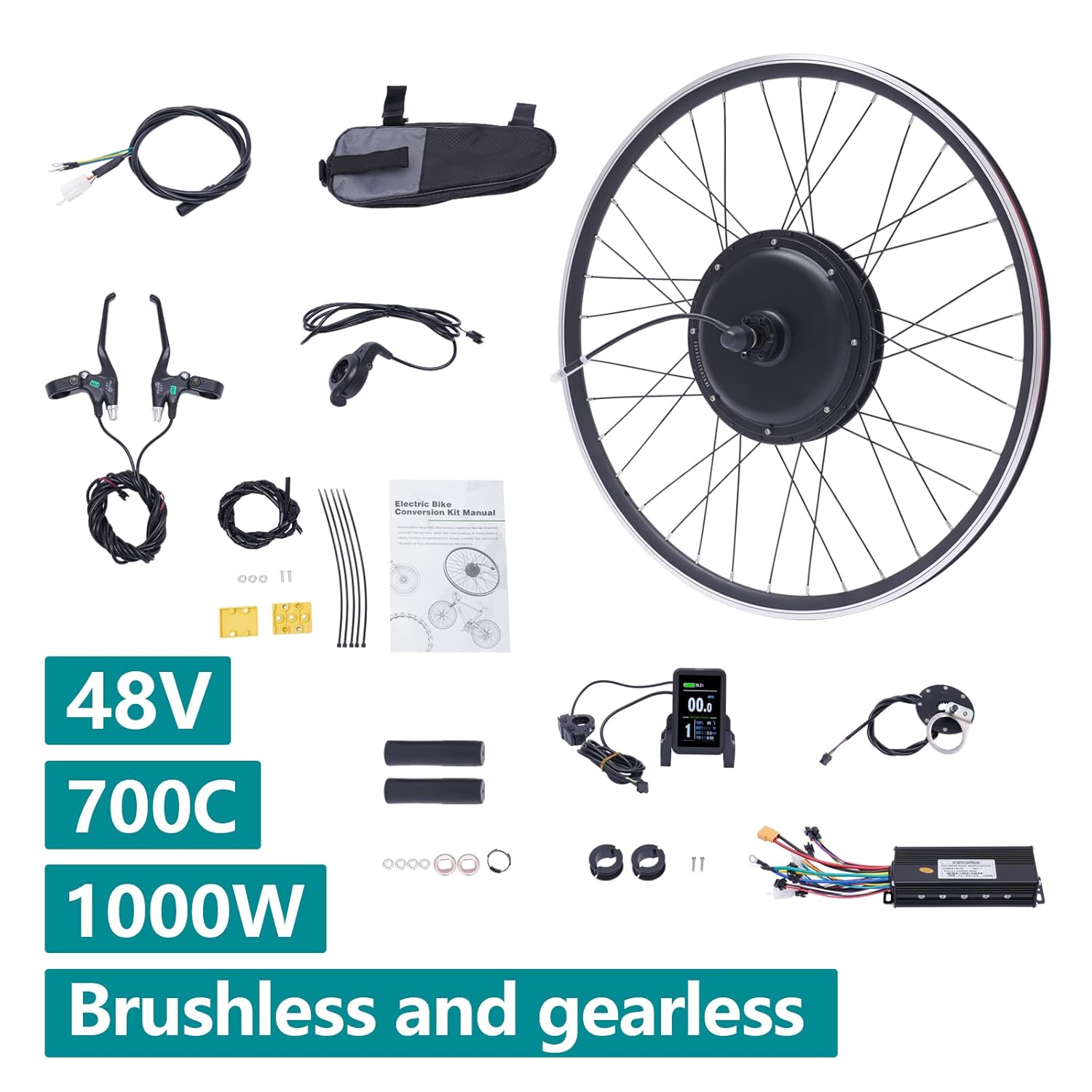 48V 1000W Electric Bicycle Front Hub Motor Conversion Kit for 700C Ebike S800