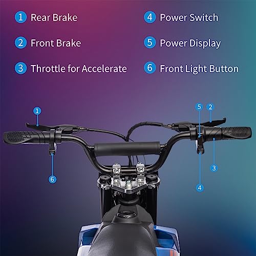 36V Electric Dirt Bike for Kids, 500W Motor, 15.5MPH, Blue G3910