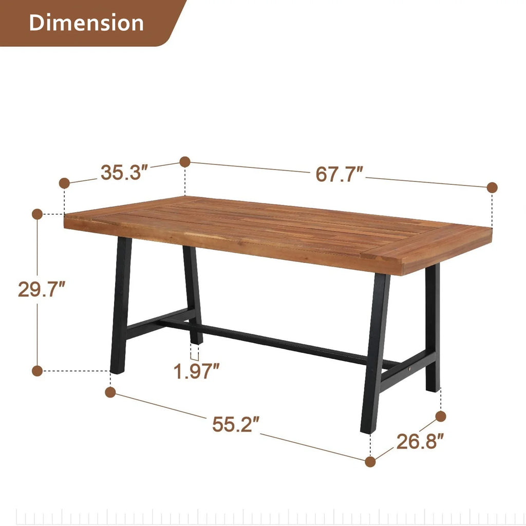 Sophia & William 68"L Acacia Wood Rectangular Dining Table S50267