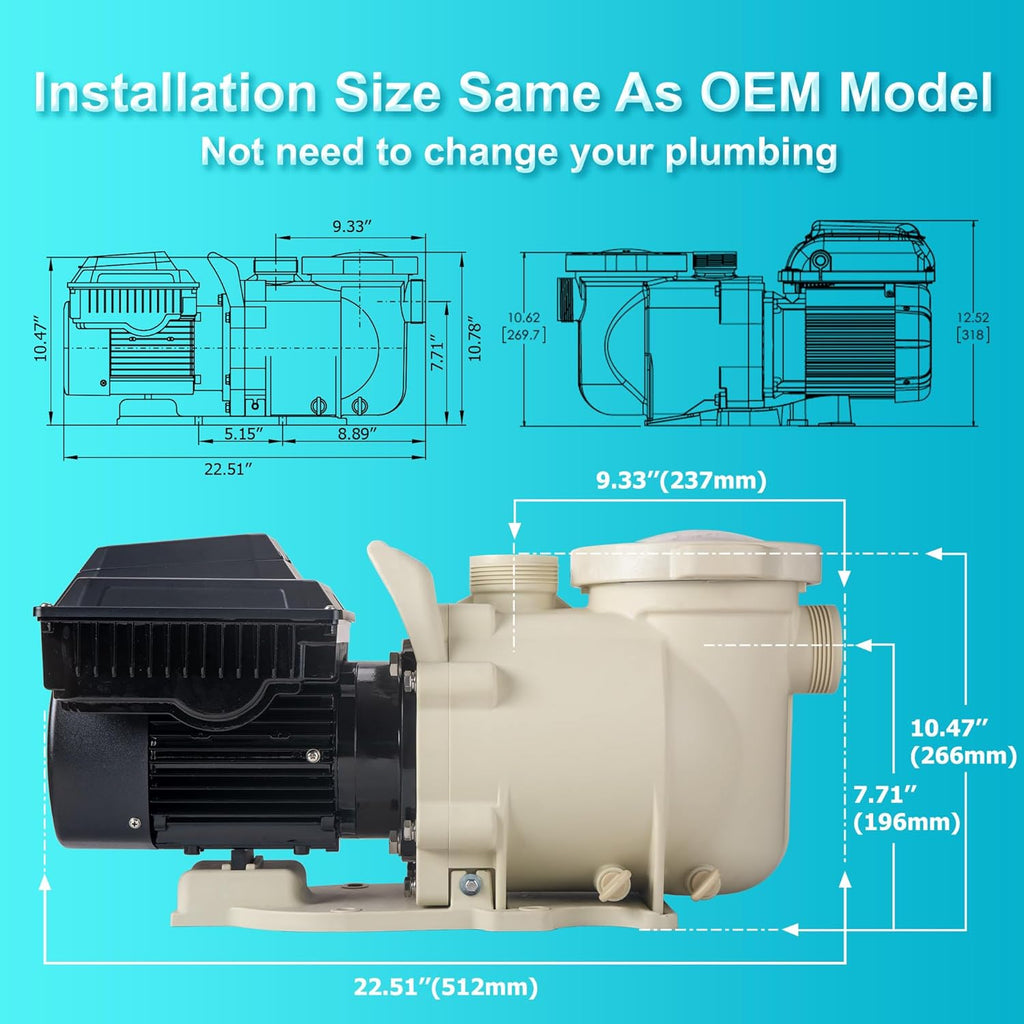 LINGXIAO Variable Speed Pool Pump Inground 2HP with Filter Basket U388472