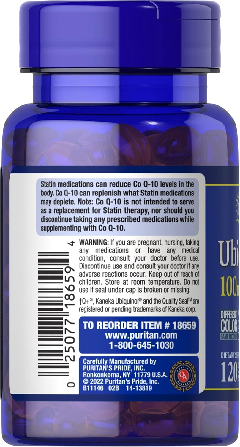 Ubiquinol 100mg, 120 Softgels by Puritan's Pride L1288