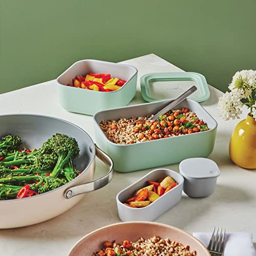 Caraway Glass Food Storage Set, 14 Pieces - Ceramic Coated Containers with Glass Lids W44077