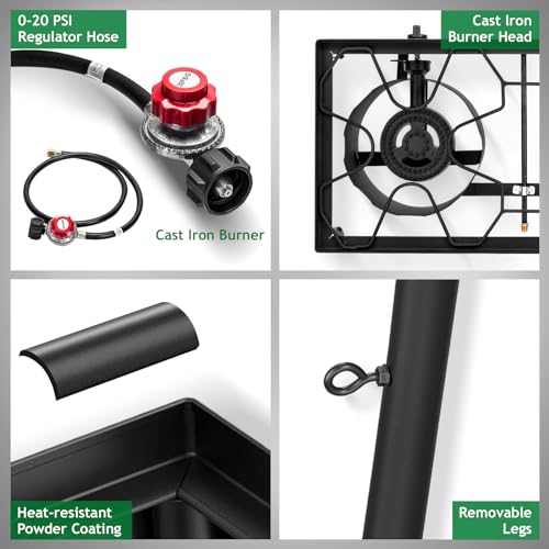 Outvita 3 Burner Propane Gas Stove for Outdoor Cooking, 225,000 BTU Camping Cooker A6505