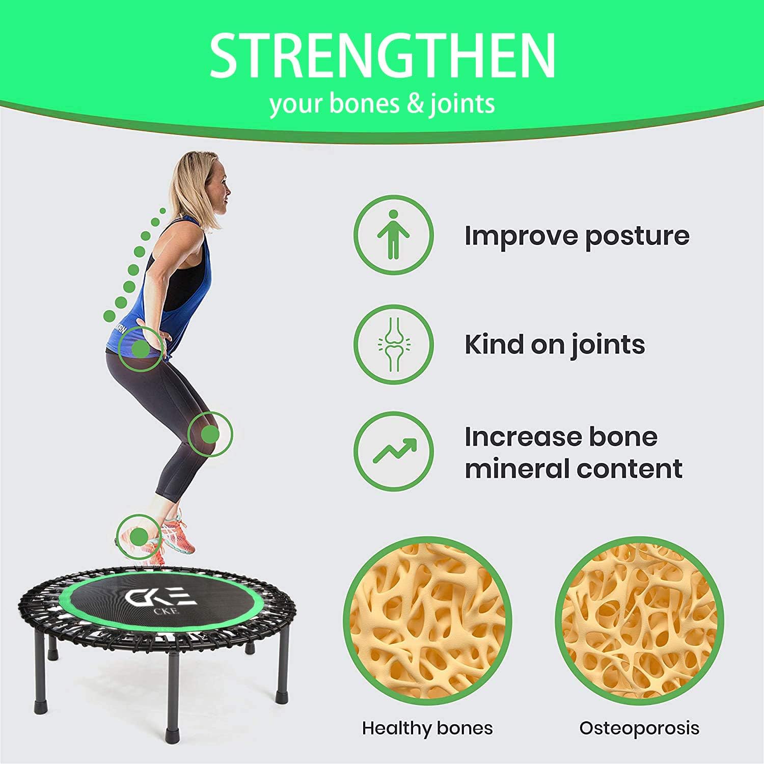 CKE Rebounders 40 Inch Mini Trampoline with Safety Anti-Skid Pads for Indoor Outdoor Workout B68590