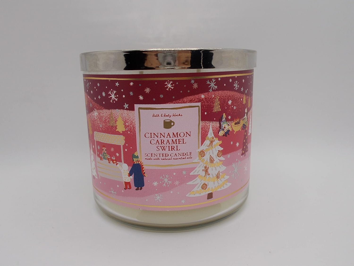 White Barn 3-Wick Candle with Essential Oils - 14.5 oz - Cinnamon Caramel Swirl H881206
