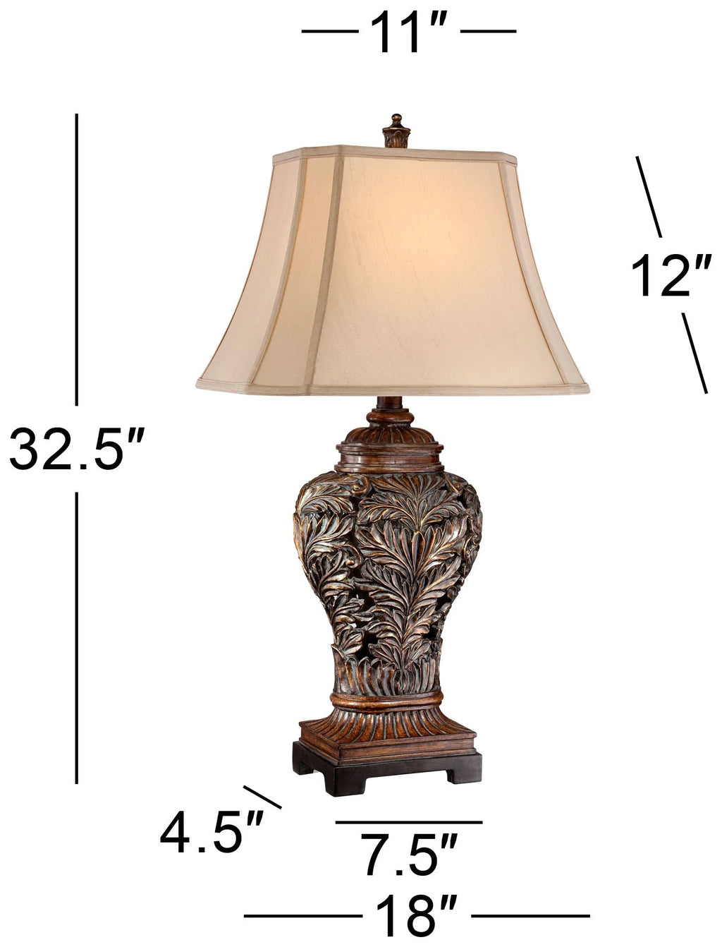 Barnes and Ivy Traditional Table Lamps 32.5" Set of 2 Bronze W123