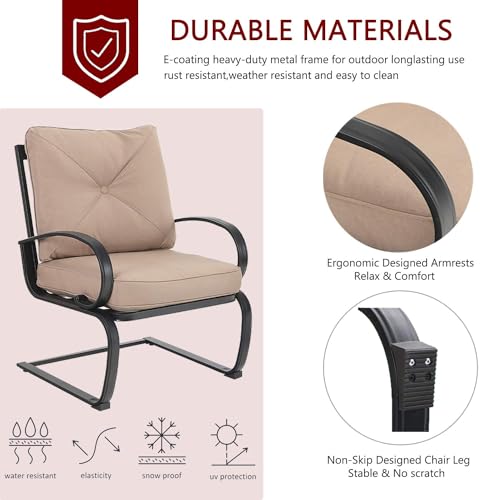 MFSTUDIO 2PCS Patio Bistro Dining Chairs with Removable Cushion, Red F546