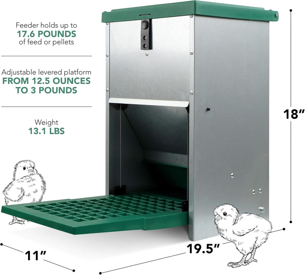 Chicken Treadle Feeder - 17.6 lb Capacity, Automatic Pressure Lever System H859