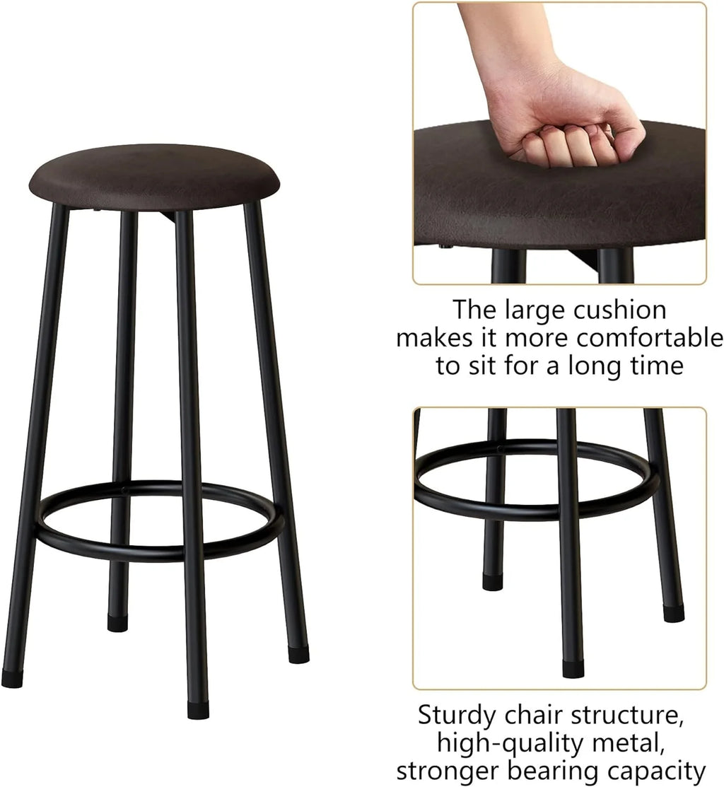 tantohom 3-Piece Bar Table Set with 2 Chairs, 47 inch, Artificial Marble Top, Brown D702