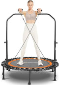 ANCHEER 40" Foldable Mini Trampoline,Max Load 450lbs/550lbs Indoor Trampoline,with 4 Level Adjustable Foam Handle and Resistance Bands,Adult Exercise Trampoline for Home, Gym and Garden