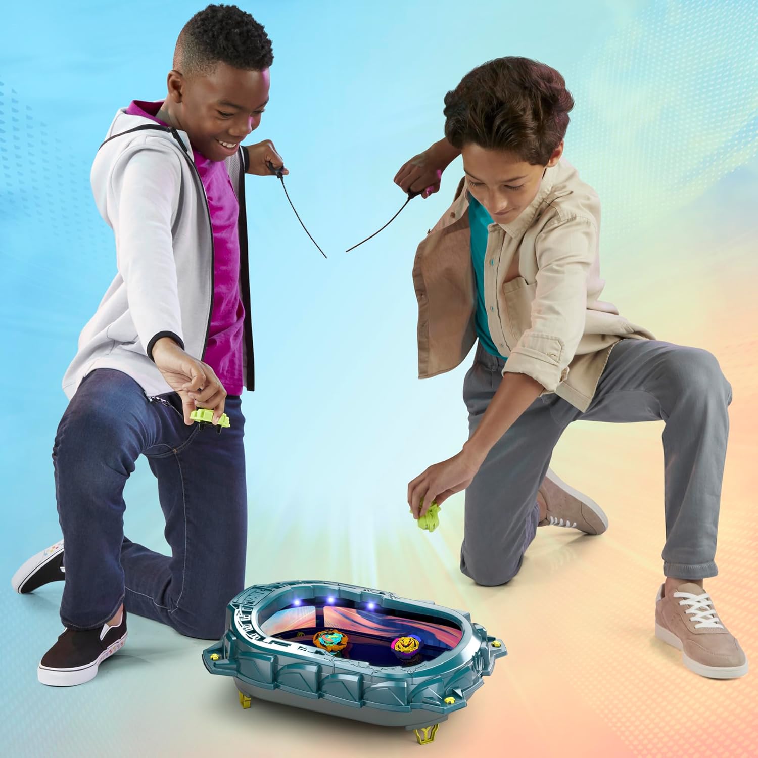 BEYBLADE Burst QuadStrike Light Ignite Battle Set Stadium with 2 Tops and 2 Launchers Y56778