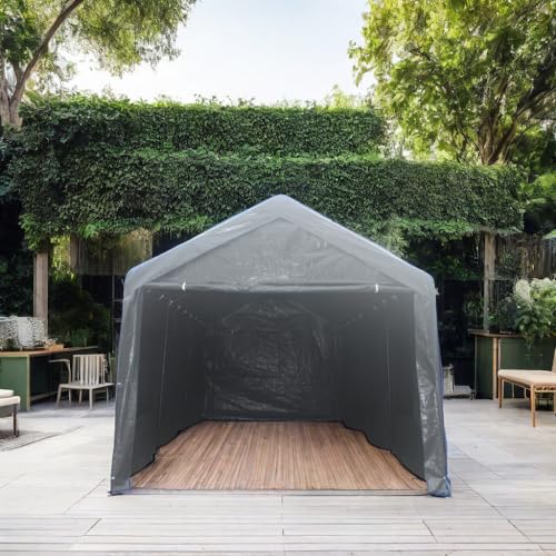 CarPorts 10x20 Heavy Duty Portable Carport Canopy with Sidewalls, Grey Q306