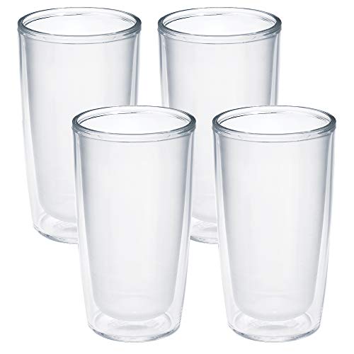 Tervis Crystal Clear Tabletop Made in USA Double Walled Insulated Tumbler Travel Cup Keeps Drinks Cold & Hot, 16oz - 4pk, Classic