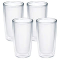 Tervis Crystal Clear Tabletop Made in USA Double Walled Insulated Tumbler Travel Cup Keeps Drinks Cold & Hot, 16oz - 4pk, Classic