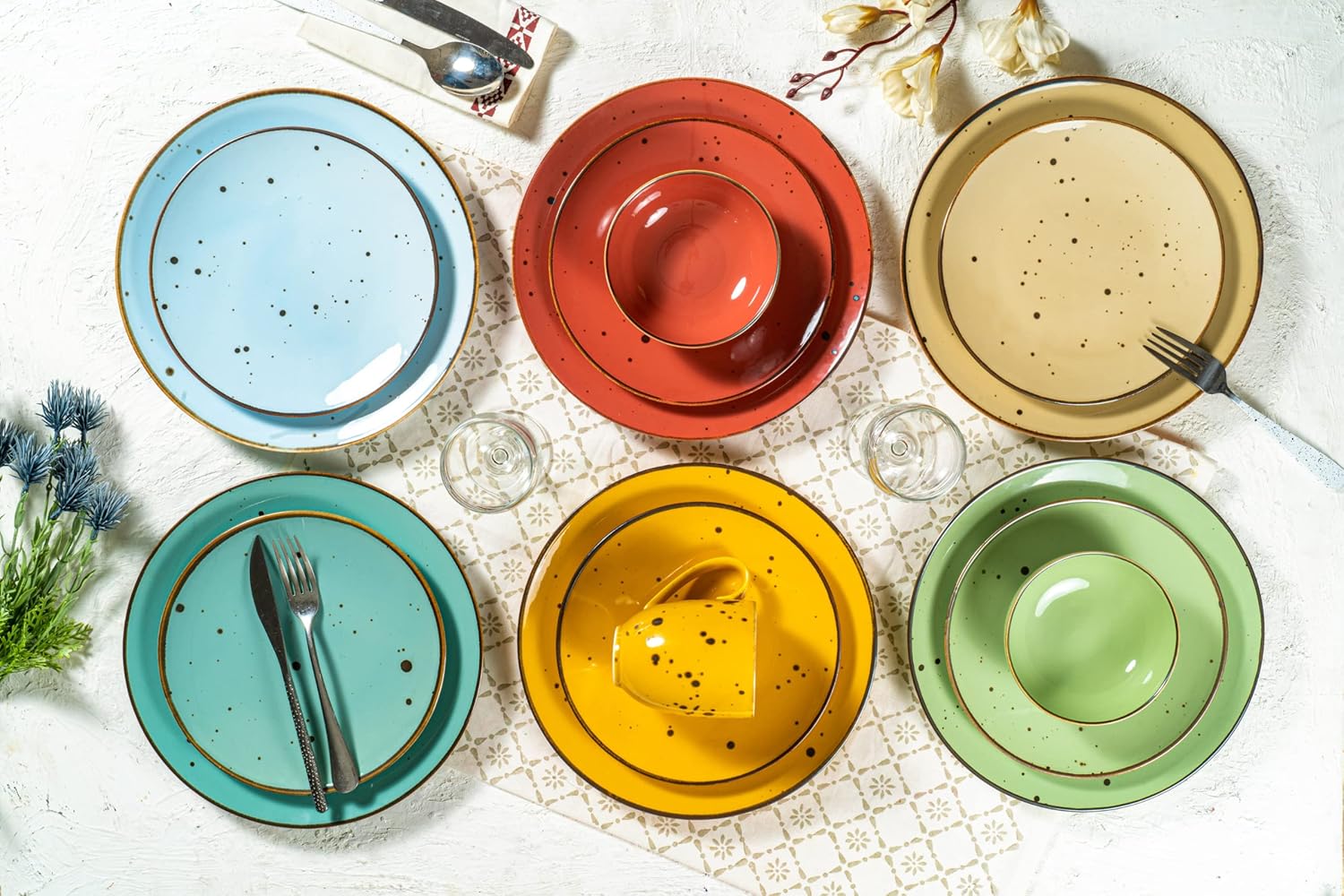 Esfour 8.1" Porcelain Pasta Bowl Set of 6, Microwave & Dishwasher Safe F802579