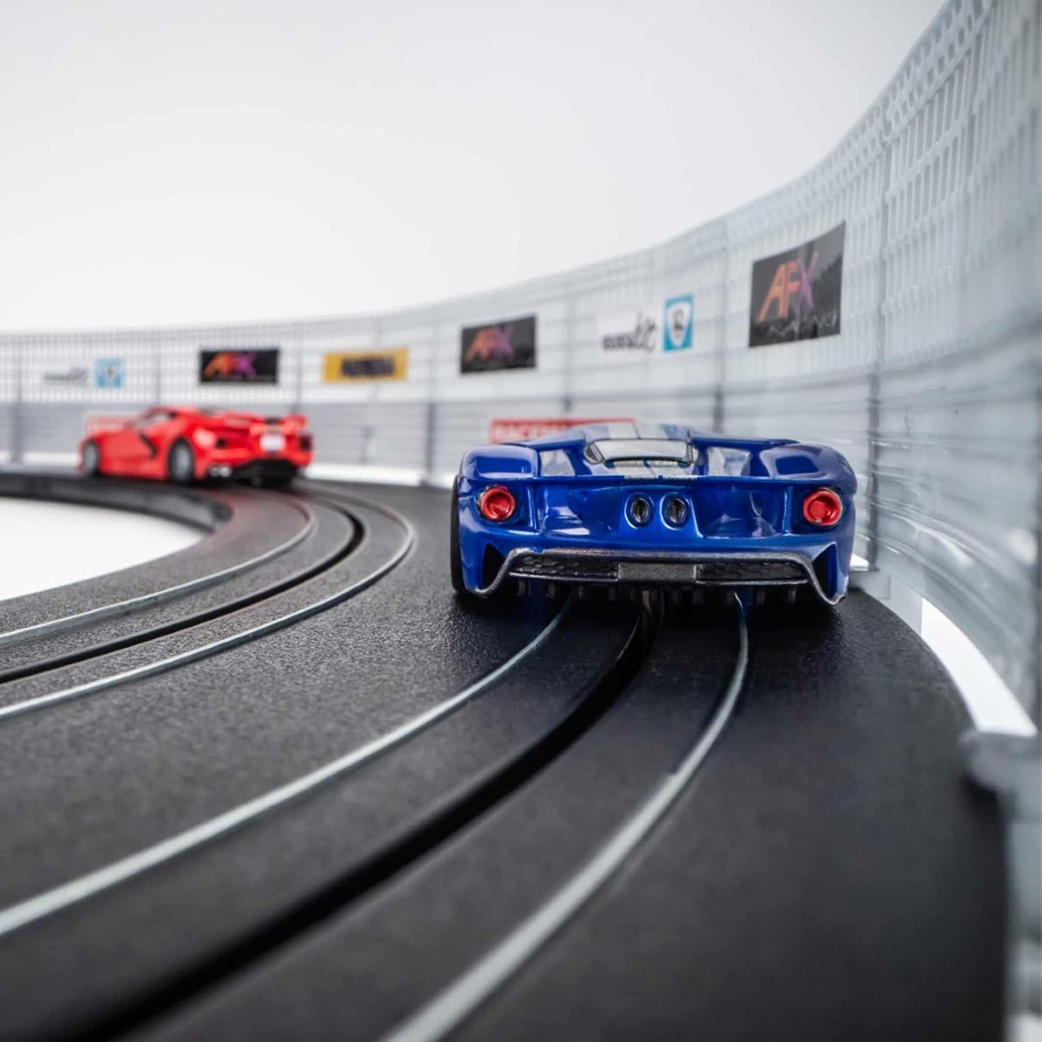 AFX/Racemasters Super Cars Set 15ft Track Mega G+ Chassis Tri-Pack HO Slot Racing J7090